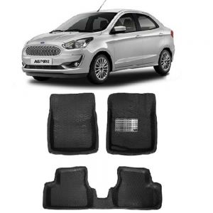 4.5D Car Floor Foot Tray Mats for Figo Aspire  - Black